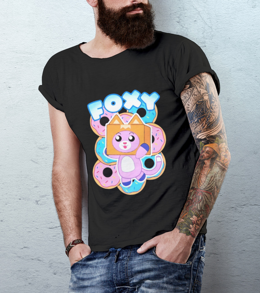 LankyBox Foxy Pink Donuts Fun Cartoon T-Shirt