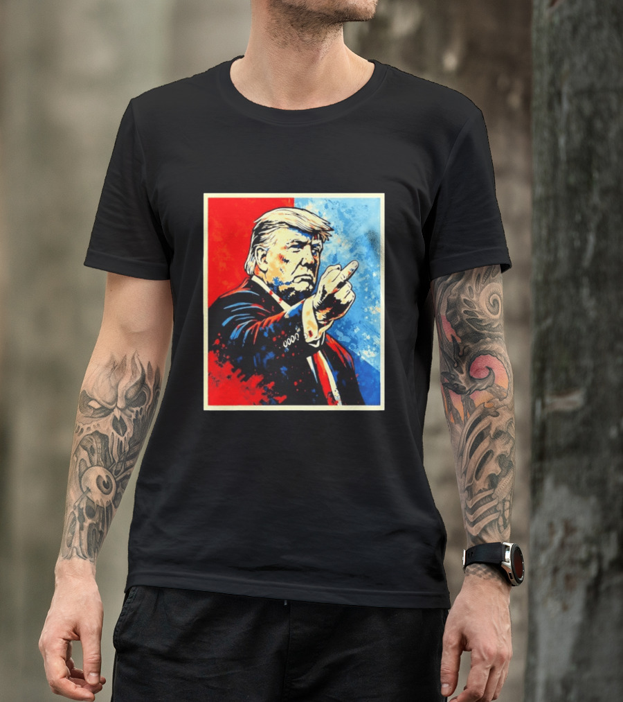 Trump 2026 Meme Middle Finger Red Blue Pop T-Shirt