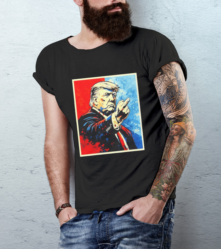 Trump 2026 Meme Middle Finger Red Blue Pop T-Shirt