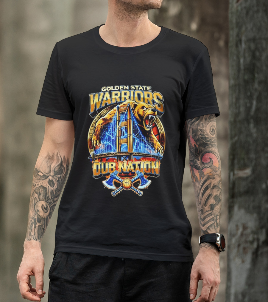 Golden State Warriors Dub Nation Bridge Bear Basketball Axes T-Shirt