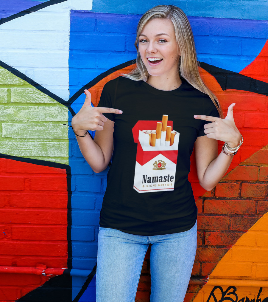 Namaste Billions Must Die Marlboro Pack Cigarettes T-Shirt