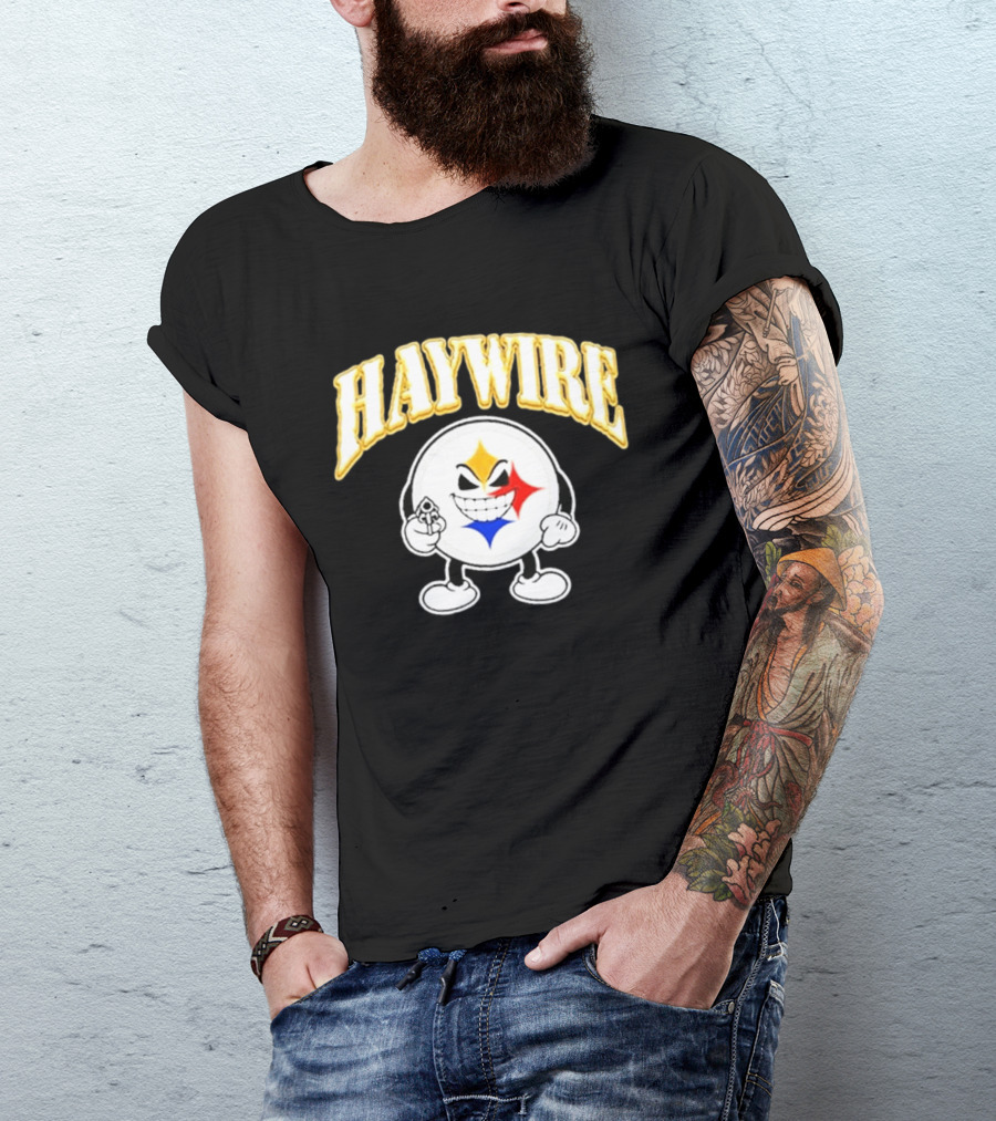 Pittsburgh Steelers Haywire Fun Character With Gun And Grin T-Shirt
