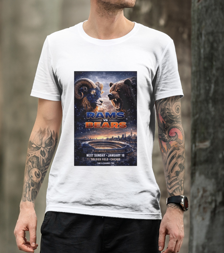 Rams Vs Bears Soldier Field Chicago January 18 2026 T-Shirt