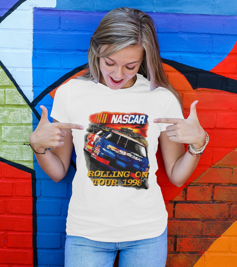 NASCAR Rolling On Tour 1998 Vintage Racing Scene T-Shirt