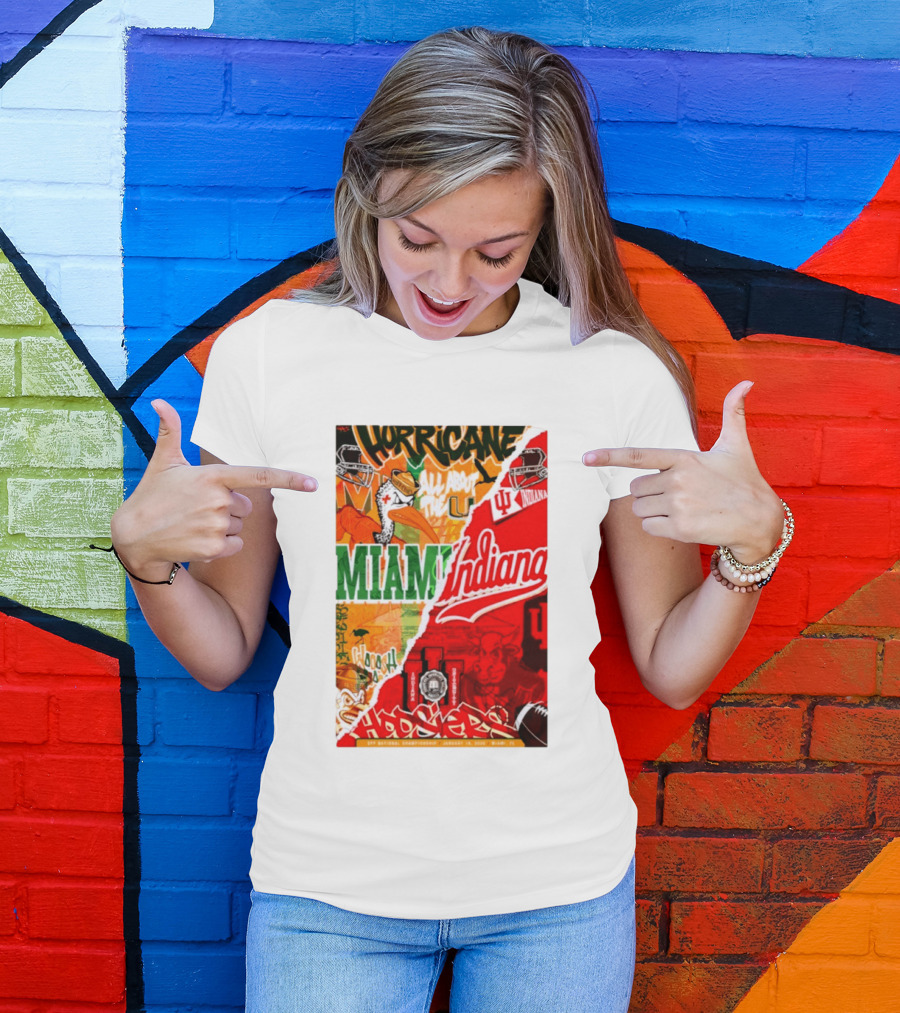 Miami Hurricanes Vs Indiana Hoosiers CFP National Championship January 19 2026 Wynwood Walls T-Shirt