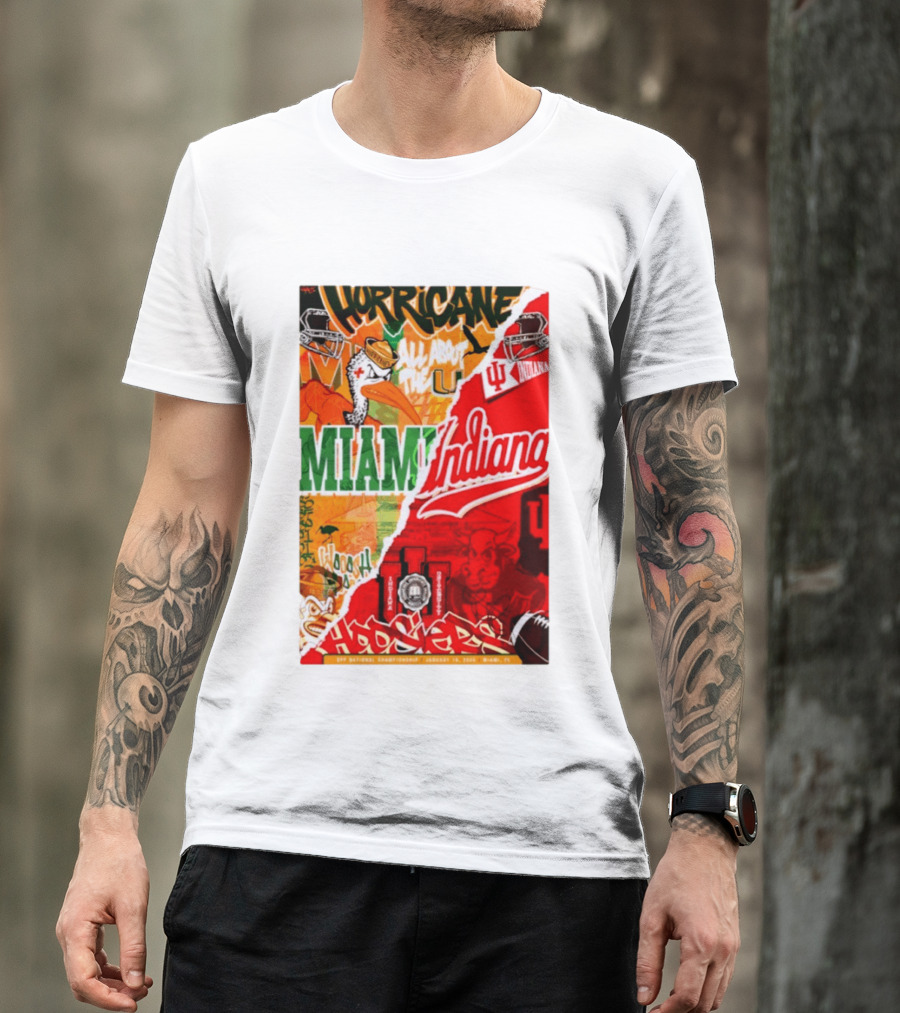 Miami Hurricanes Vs Indiana Hoosiers CFP National Championship January 19 2026 Wynwood Walls T-Shirt