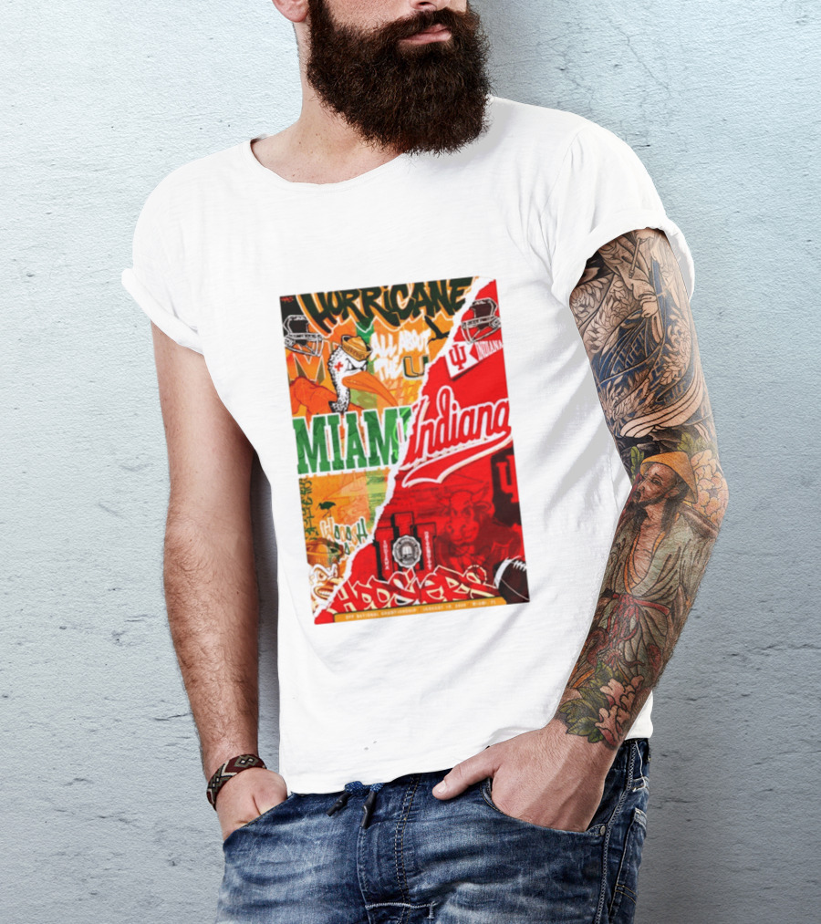 Miami Hurricanes Vs Indiana Hoosiers CFP National Championship January 19 2026 Wynwood Walls T-Shirt