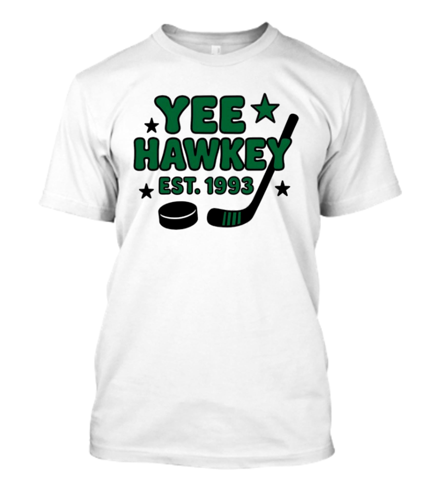 Yee Hawkey Hockey Stick Puck Stars Est 1993 T-Shirt