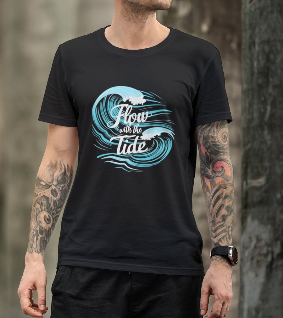 Flow With The Tide Wave Sketch T-Shirt