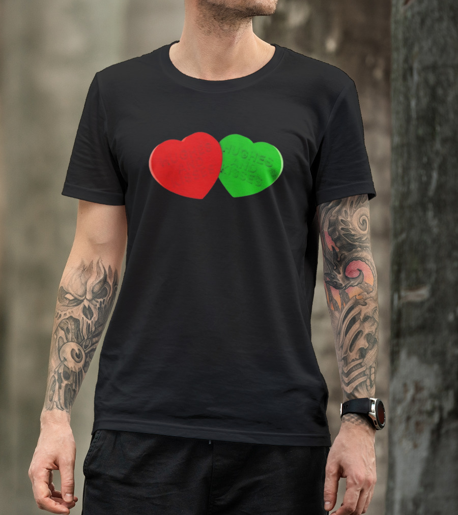 Hughes And Kisses Red Green Heart T-Shirt