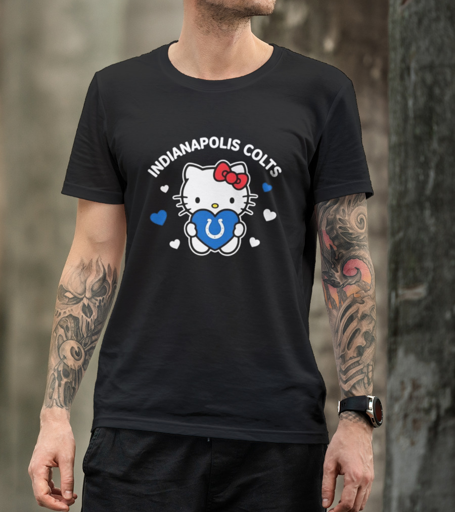 Indianapolis Colts Hello Kitty Blue Heart Valentine 2026 T-Shirt
