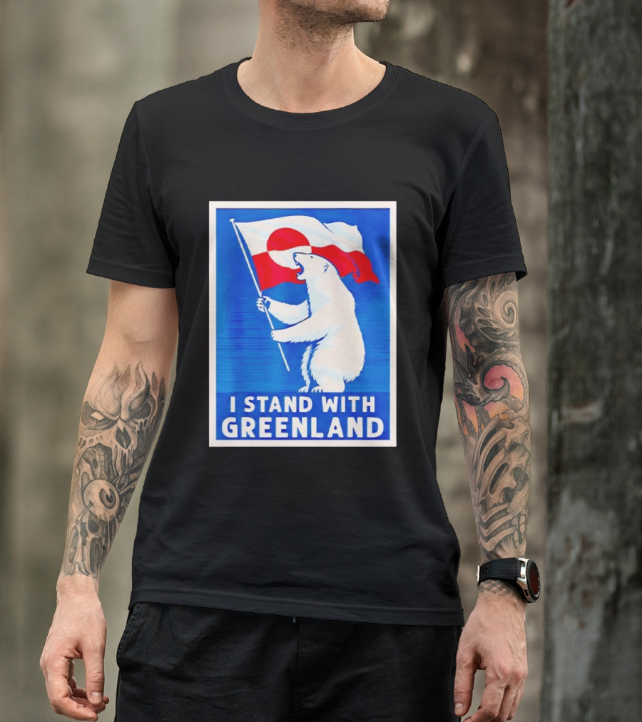 I Stand With Greenland Polar Bear Flag White Bear T-Shirt
