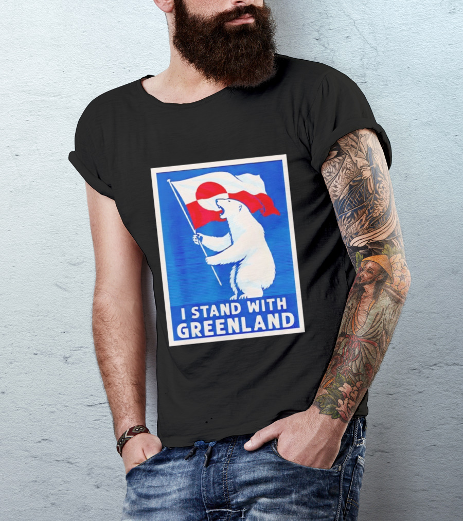 I Stand With Greenland Polar Bear Flag White Bear T-Shirt