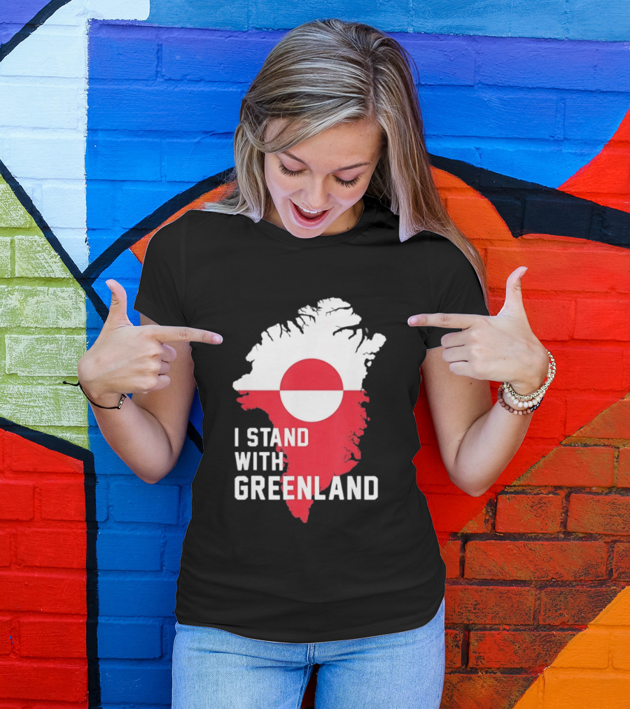 I Stand With Greenland Greenlanders Support Flag Map T-Shirt