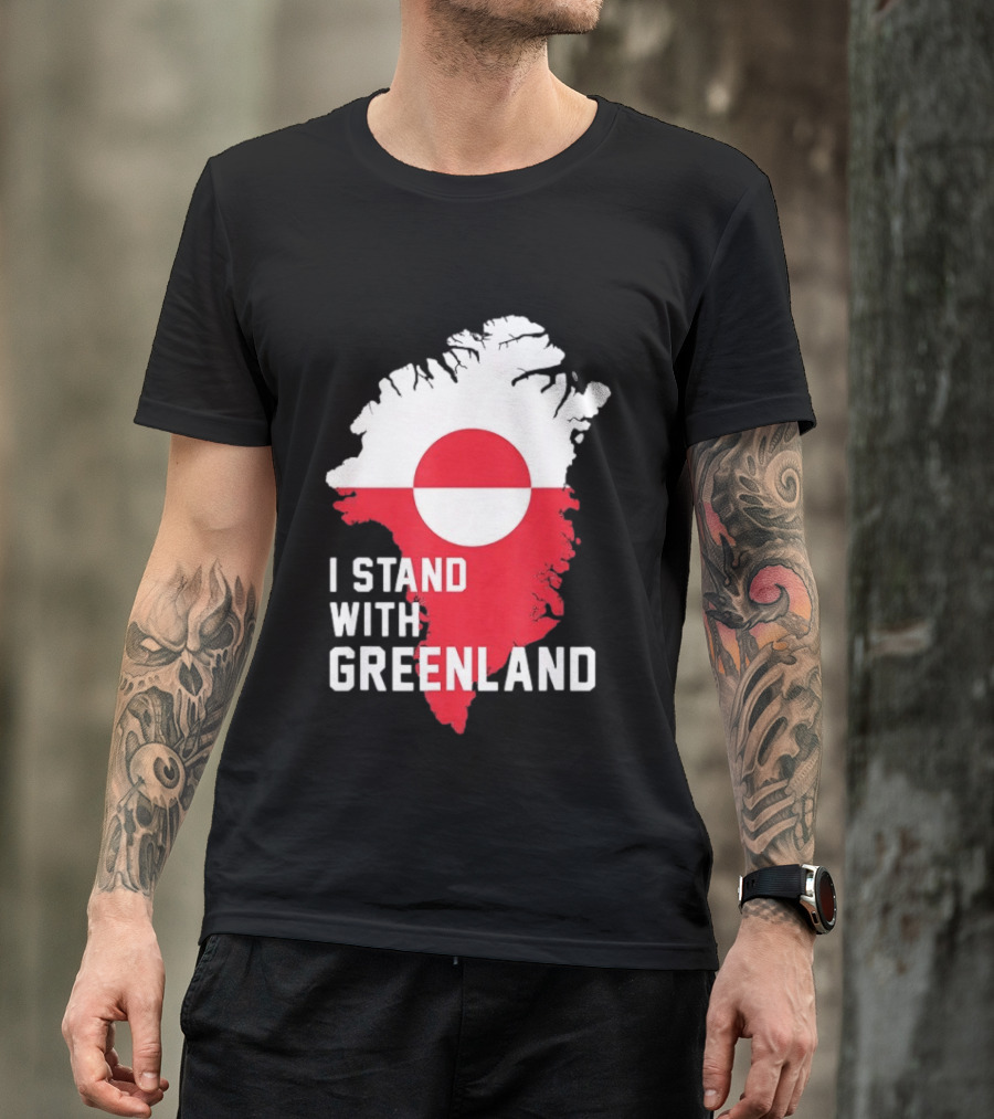I Stand With Greenland Greenlanders Support Flag Map T-Shirt