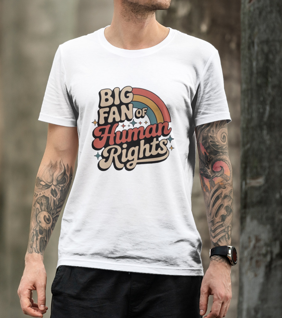 Big Fan Of Human Rights Retro Rainbow T-Shirt