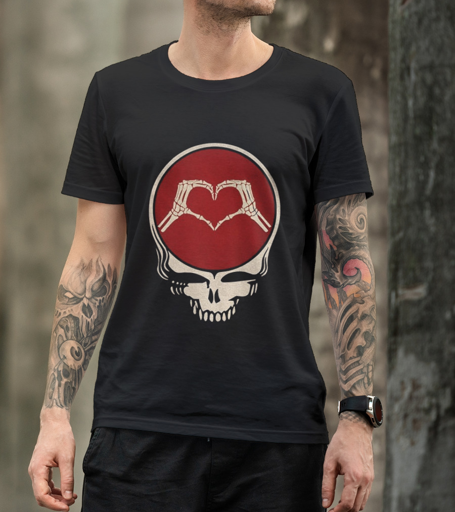 Grateful Dead Skull Skeleton Heart Hands Valentines Jerry Garcia Bob Weir T-Shirt