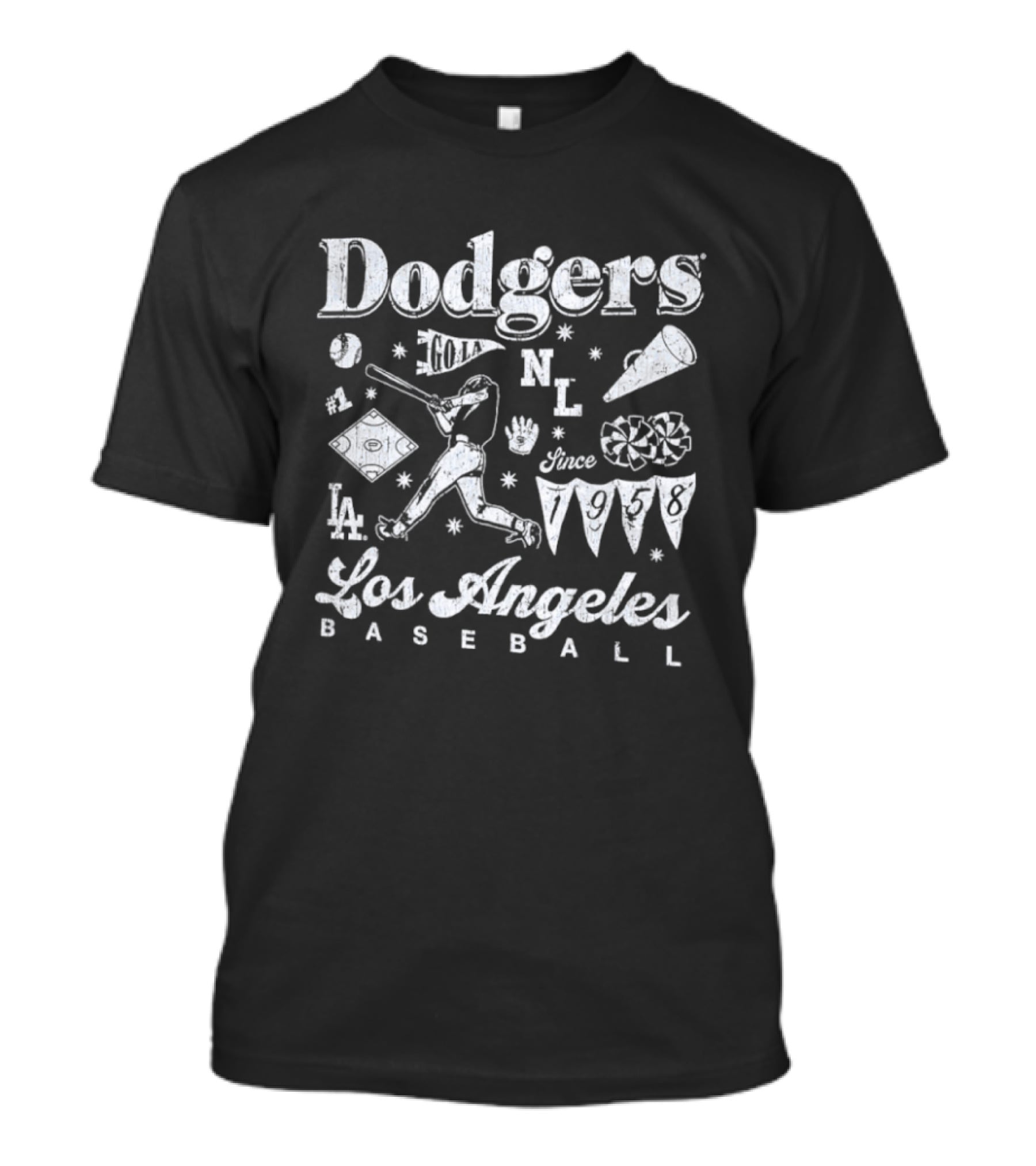 Dodgers Los Angeles Baseball Vintage Style Iconography MLB 1958 T-Shirt