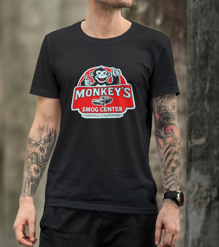 Monkey's Smog Center Oakdale California Thumbs Up Classic Car T-Shirt