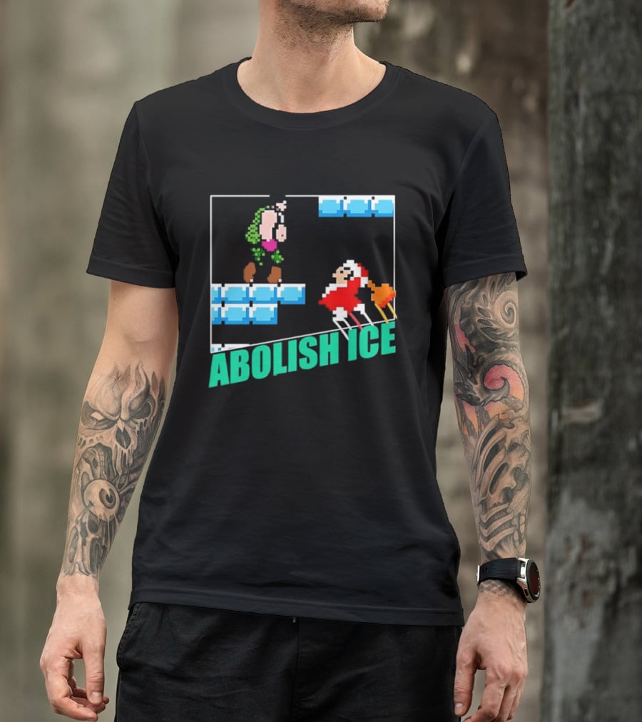 Abolish ICE Super Mario Style Pixel Art USA Retro Gaming T-Shirt