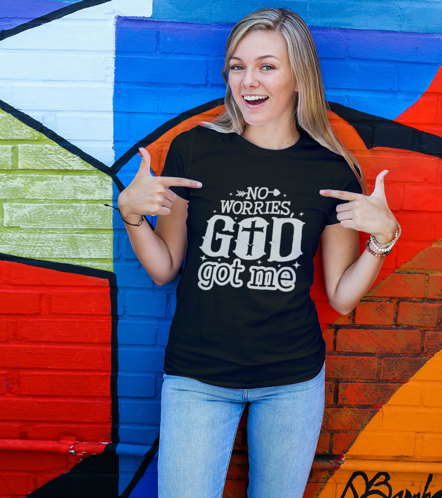 No Worries GOD Got Me Arrow Cross Stars T-Shirt