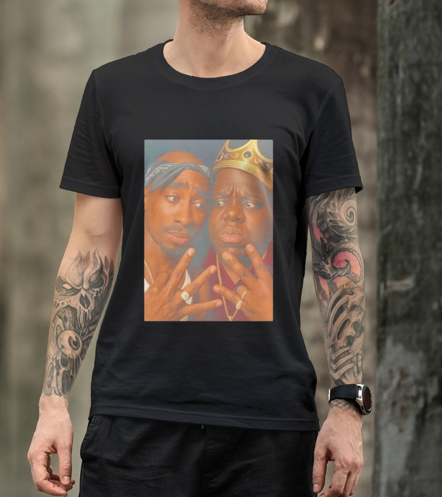 2Pac Biggie Smalls Meme With Bandana And Crown T-Shirt