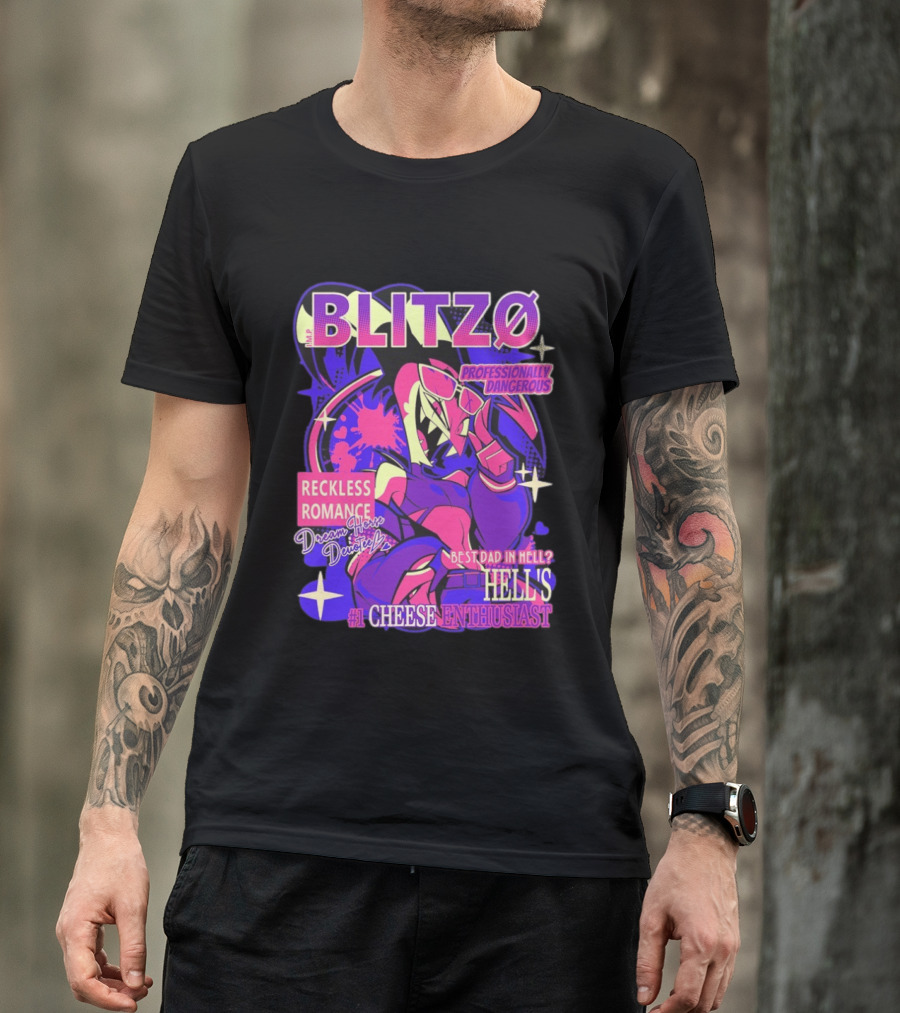 BLITZØ Professionally Dangerous Reckless Romance Dream Horse Dentist Hell's #1 Cheese T-Shirt