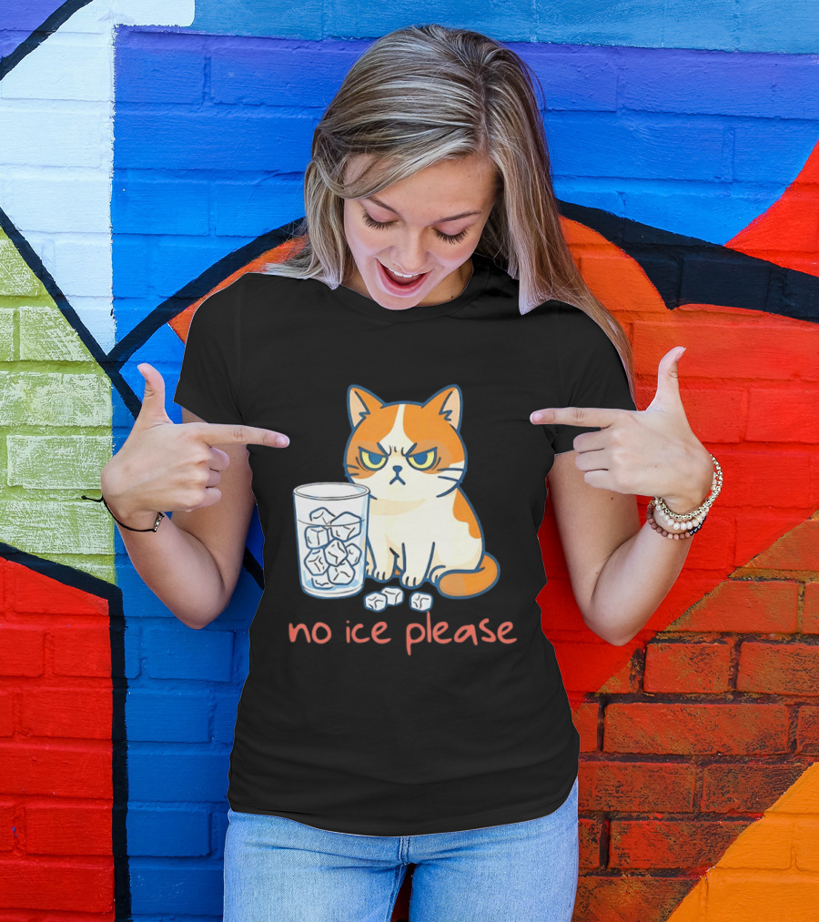 Grumpy Cat No Ice Please Glass Of Ice Cubes T-Shirt