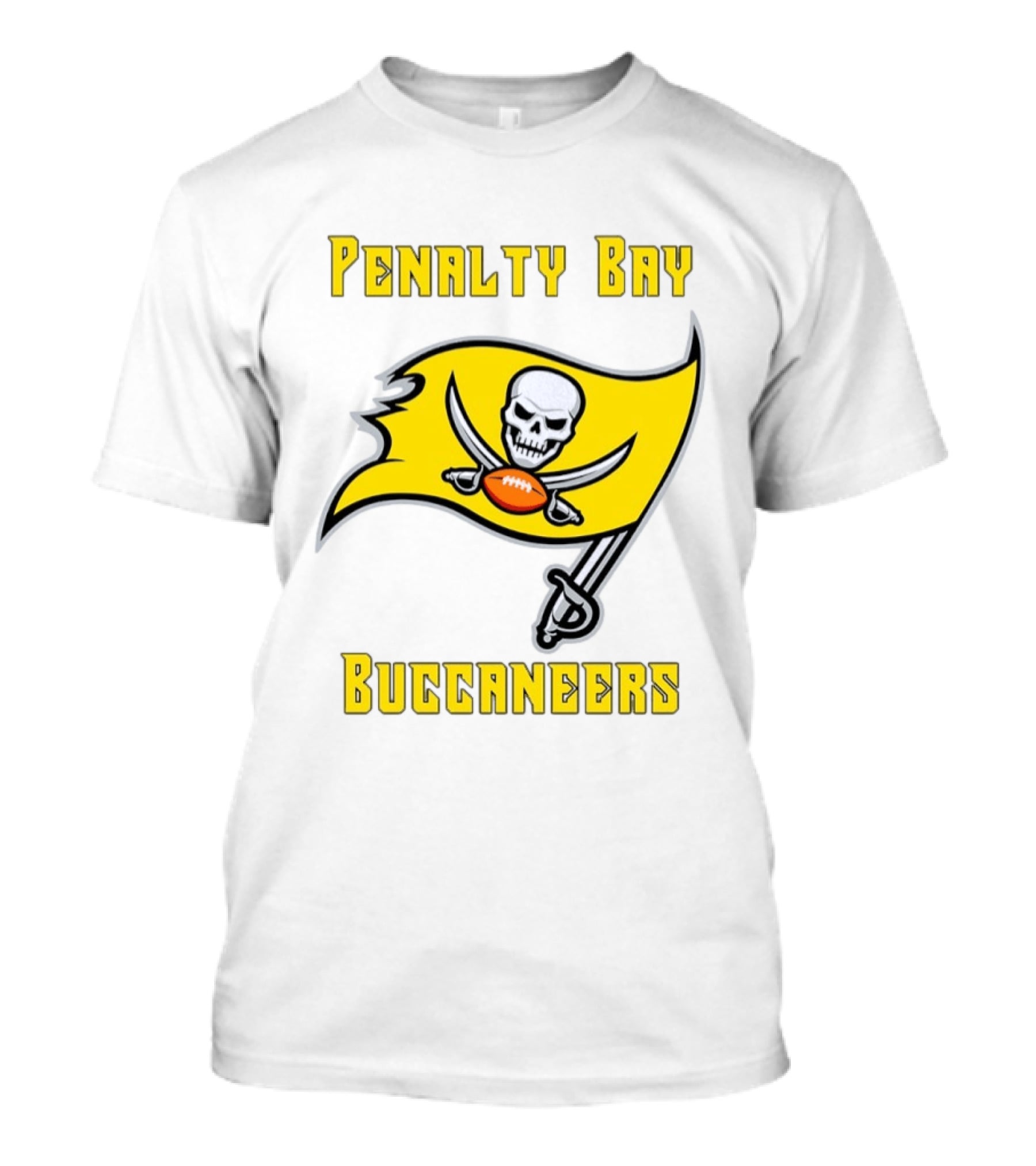 Penalty Bay Buccaneers Yellow Flag Football Skull Swords T-Shirt