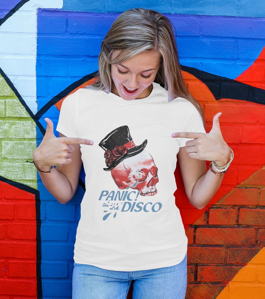 Panic At The Disco Skull Top Hat Roses T-Shirt