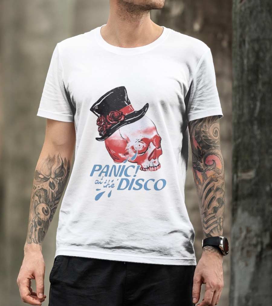 Panic At The Disco Skull Top Hat Roses T-Shirt