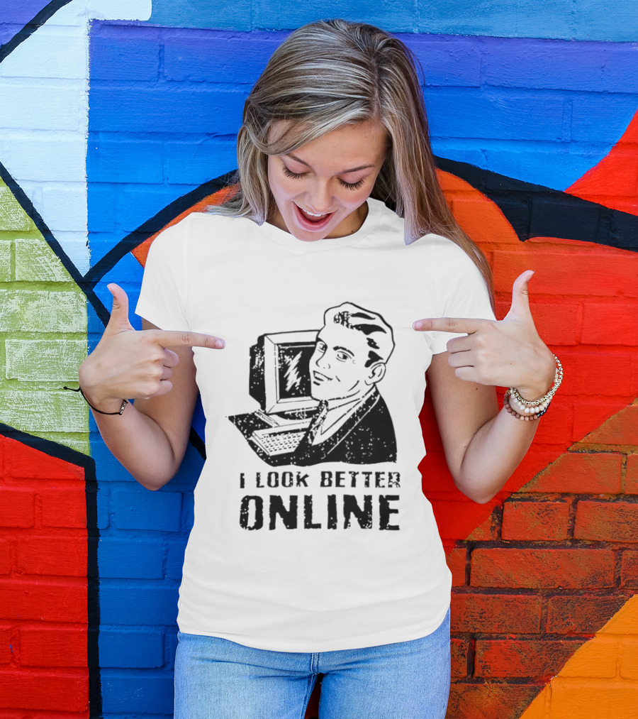 I Look Better Online Vintage Computer Man Retro Humor T-Shirt