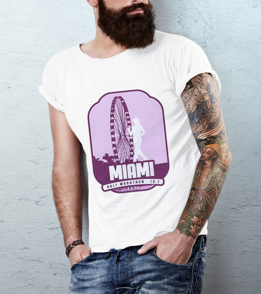 MIAMI Half Marathon 13.1 February 2 2025 Ferris Wheel T-Shirt