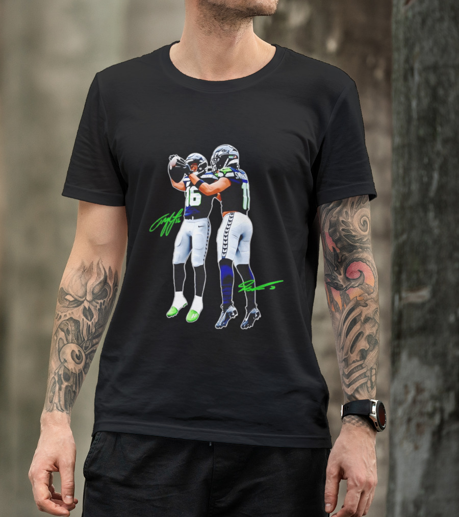 Tyler Lockett Jaxon Smith Njigba Seattle Seahawks Signatures NFC Football T-Shirt