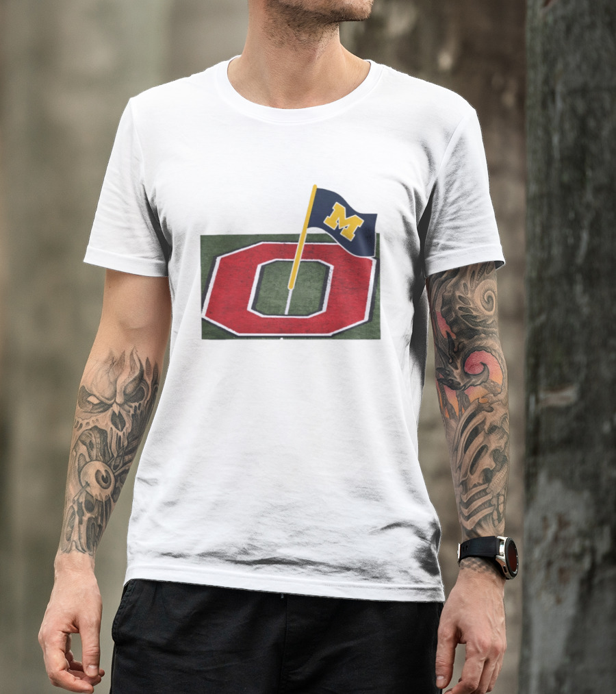 Michigan Flag Planting Ohio Rivalry Symbolic Gesture T-Shirt