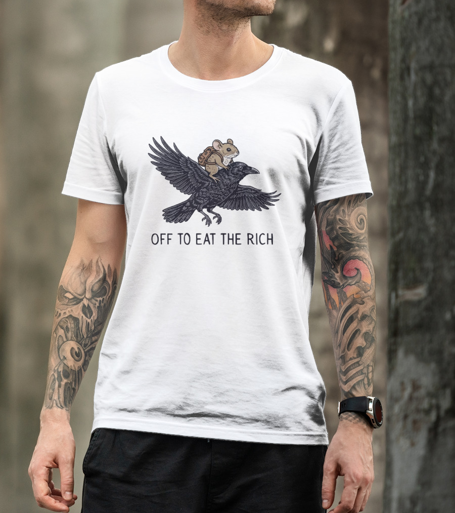 Mouse Riding Raven Off To Eat The Rich T-Shirt