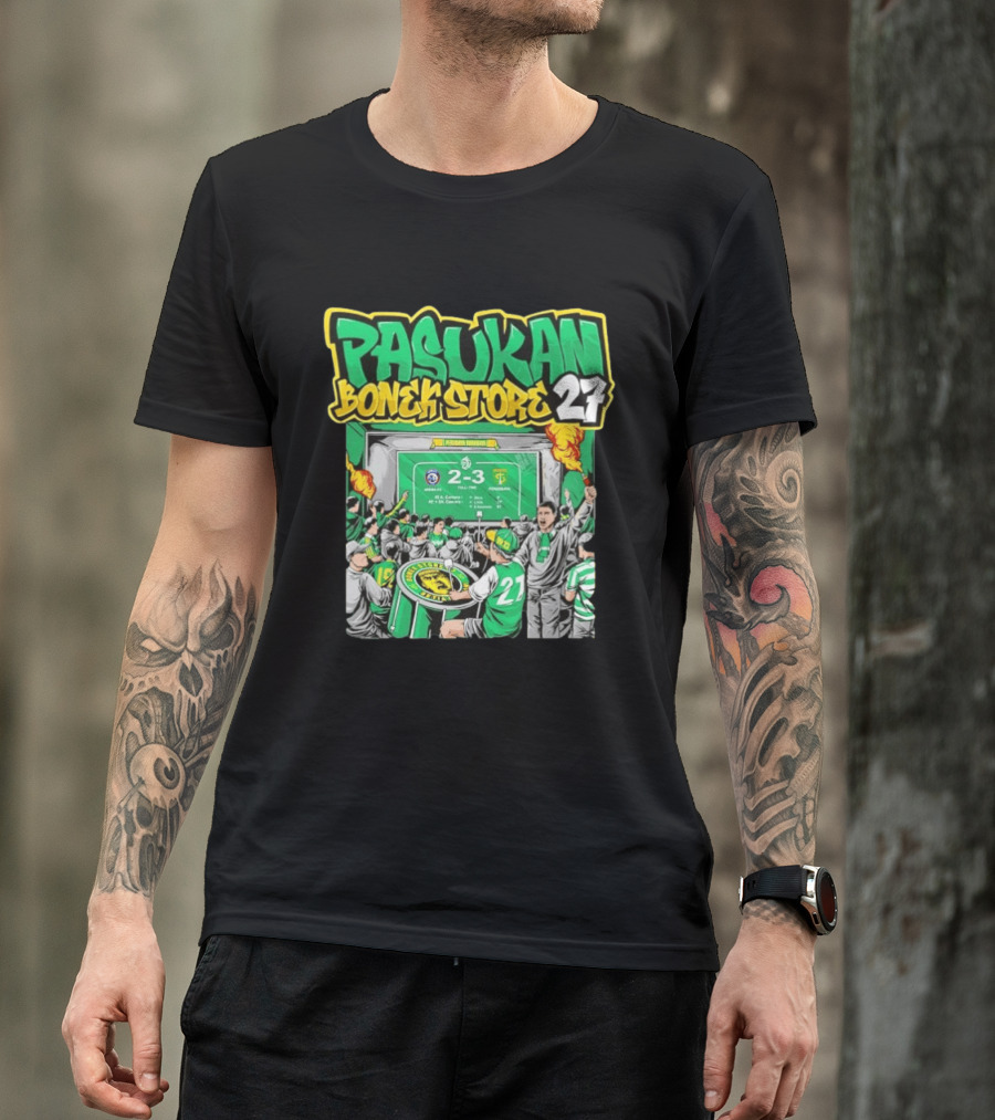 Pasukan Bonek Store 27 Persebaya Surabaya Football Fans 2 3 Match Celebration T-Shirt
