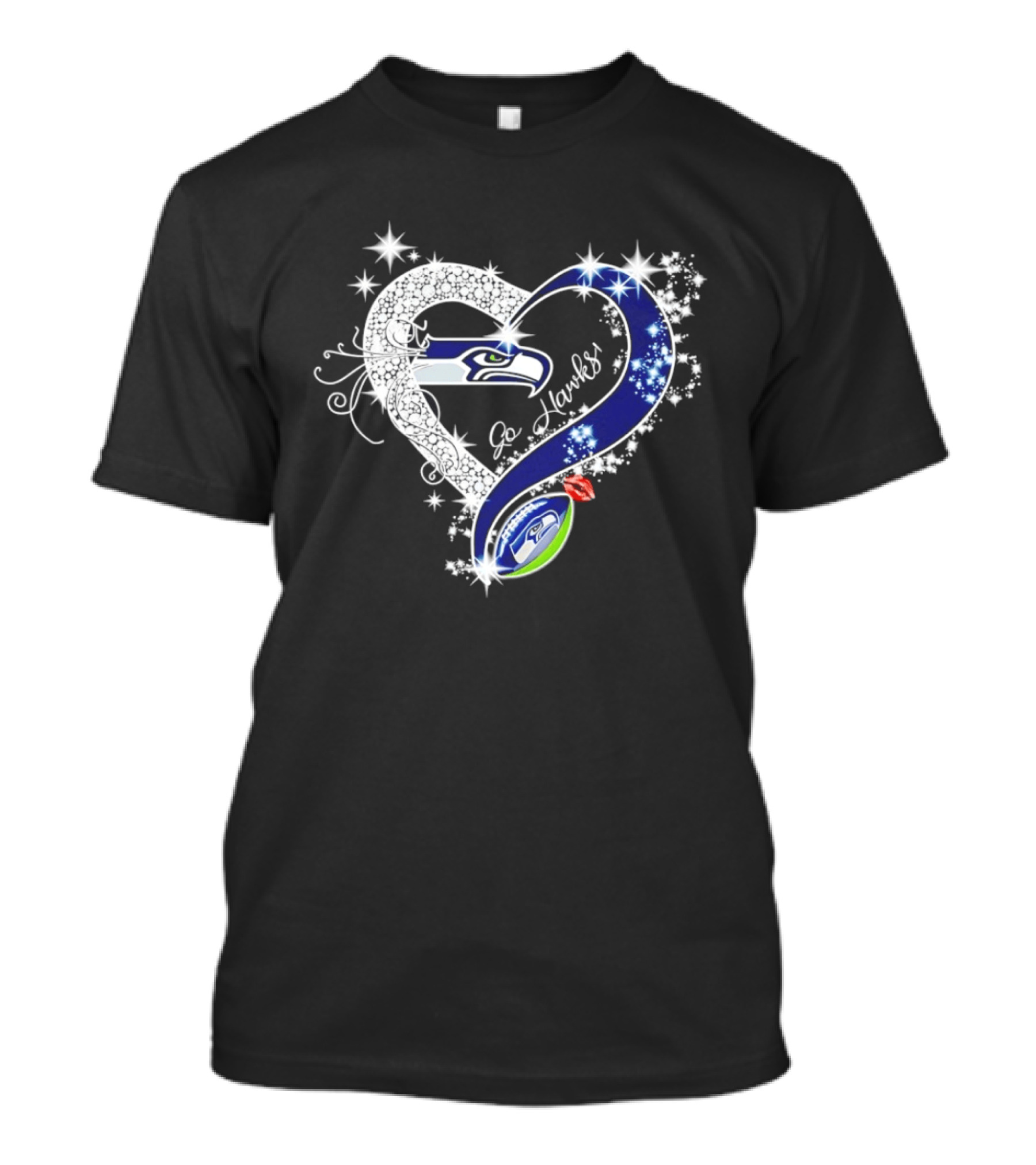Seattle Seahawks Go Hawks Heart Stars Football Fan Love T-Shirt