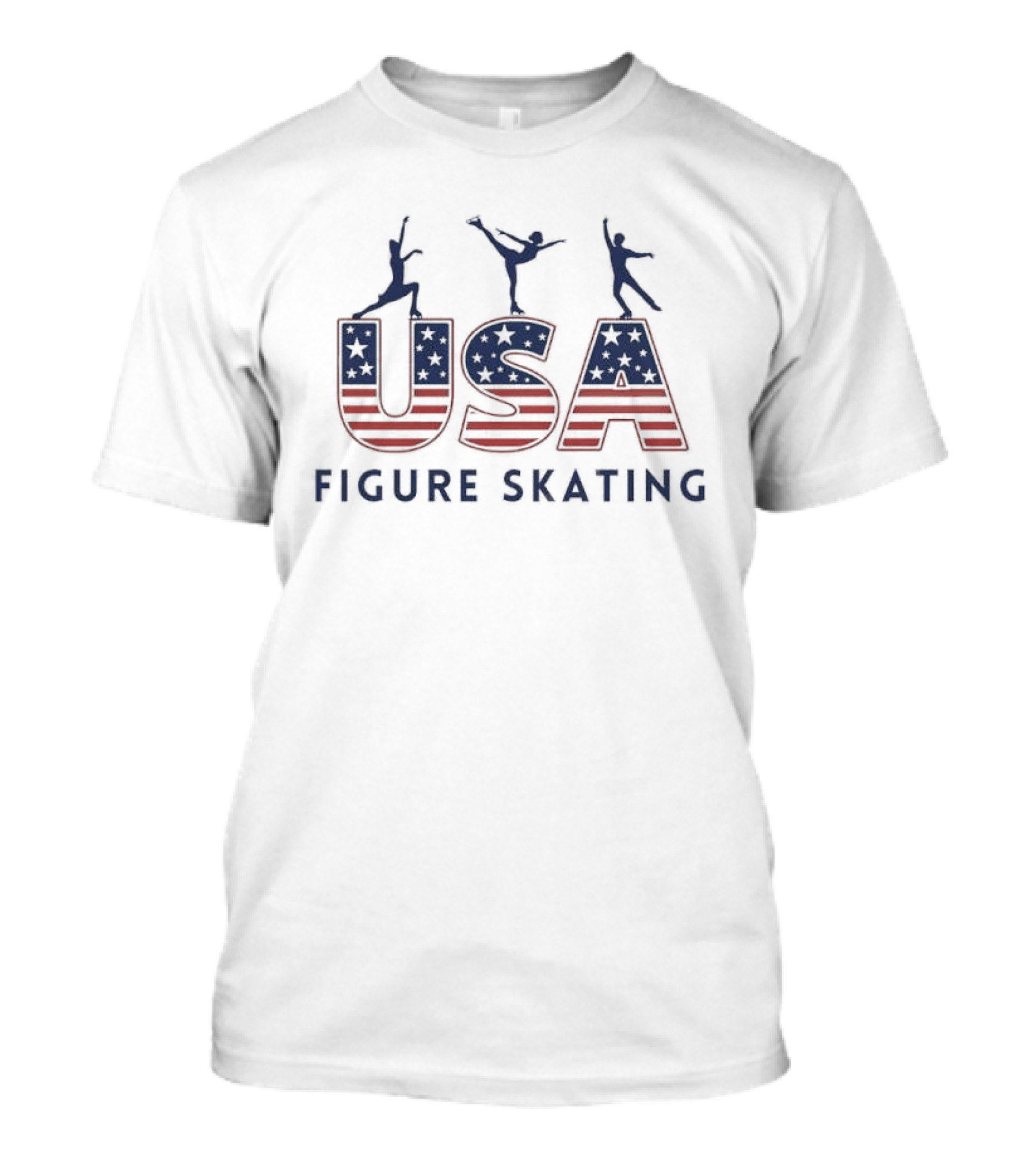 USA Figure Skating Red White Blue Flag Iconic Athlete T-Shirt