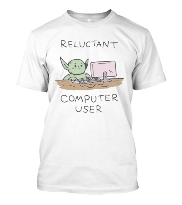 Reluctant Computer User Alien Creature At Desk T-Shirt