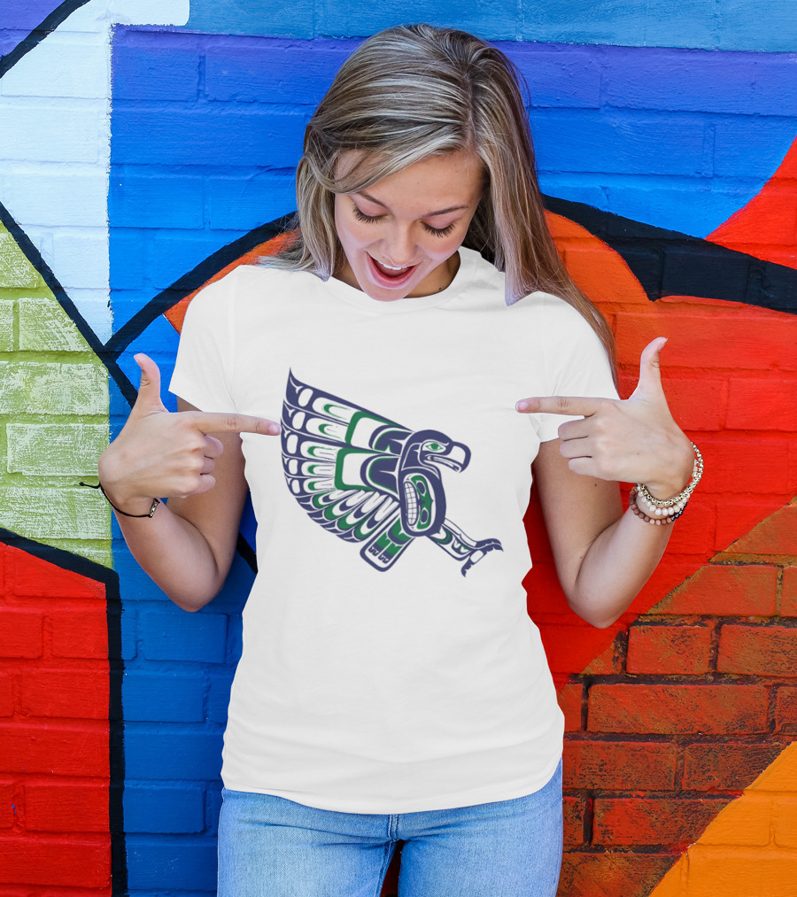 Seattle Football Native American Inspired Hawk Bird Wing T-Shirt