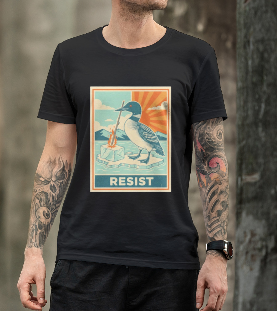 Loon Resist Climate Change Minnesota ICE Nature Conservation T-Shirt