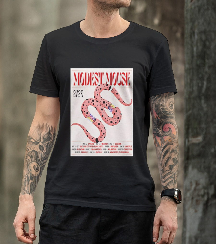 Modest Mouse Tour 2026 Spokane Missoula Bozeman Asheville Salt Lake City Sayreville Virginia Beach Wilmington Manchester T-Shirt