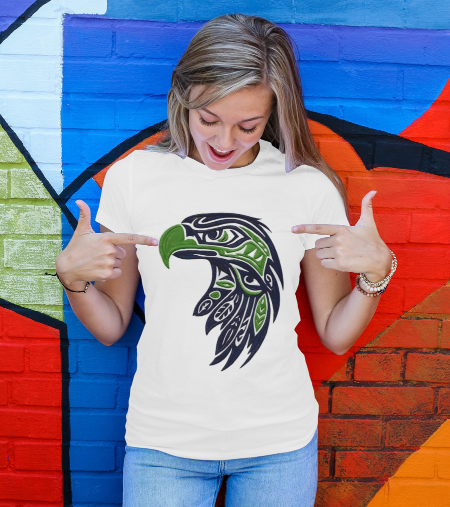 Seattle Seahawks Native American Tribal Art Eagle Head T-Shirt
