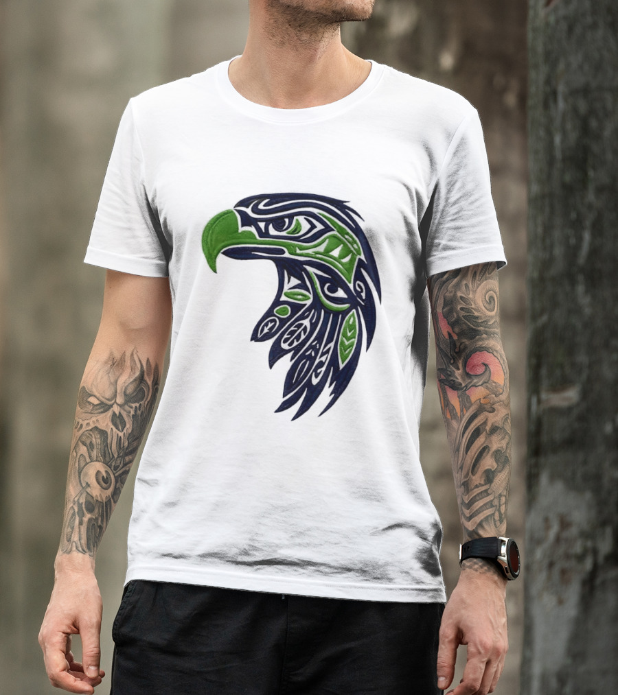 Seattle Seahawks Native American Tribal Art Eagle Head T-Shirt