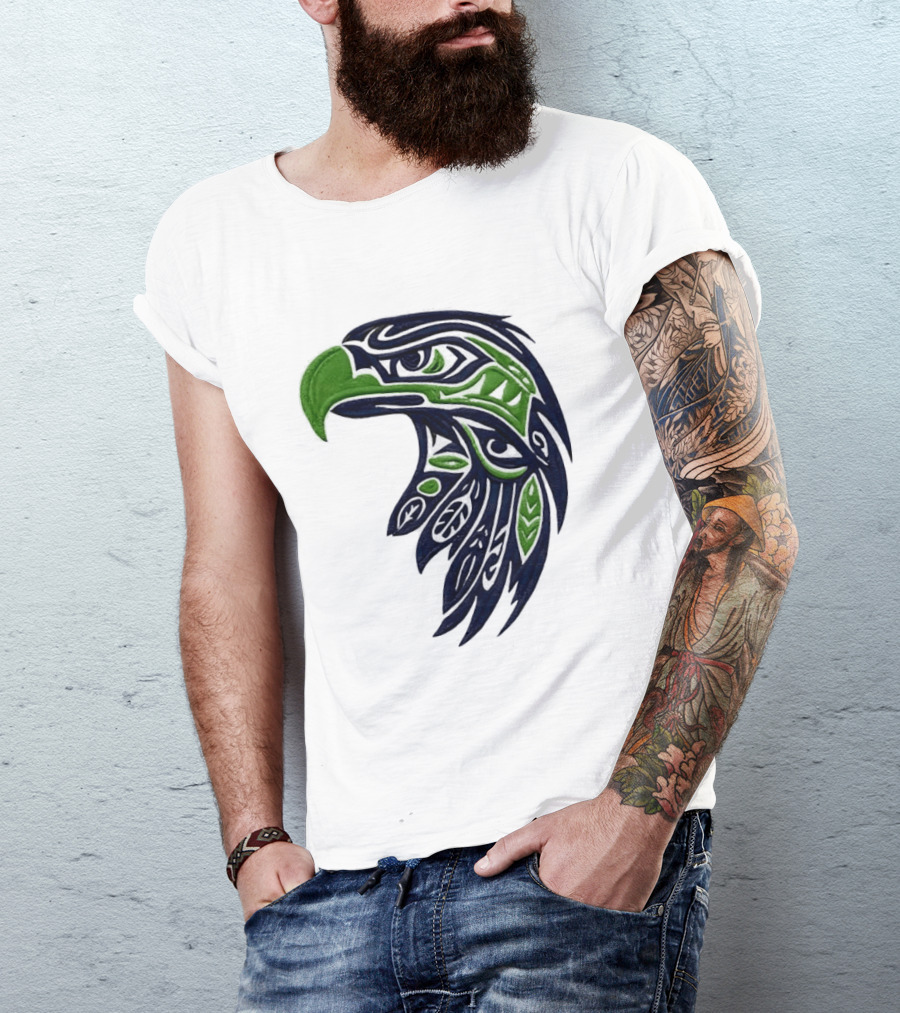 Seattle Seahawks Native American Tribal Art Eagle Head T-Shirt