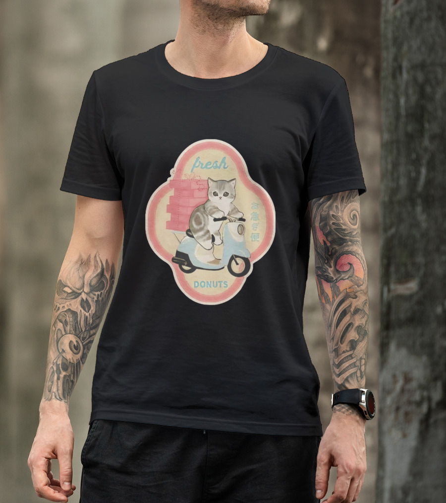 Fresh Cat Mofusand Donuts Delivery Scooter Japan T-Shirt
