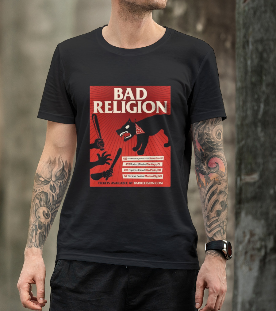 Bad Religion Tour 2026 Latin America Dates Buenos Aires Santiago São Paulo Mexico City T-Shirt