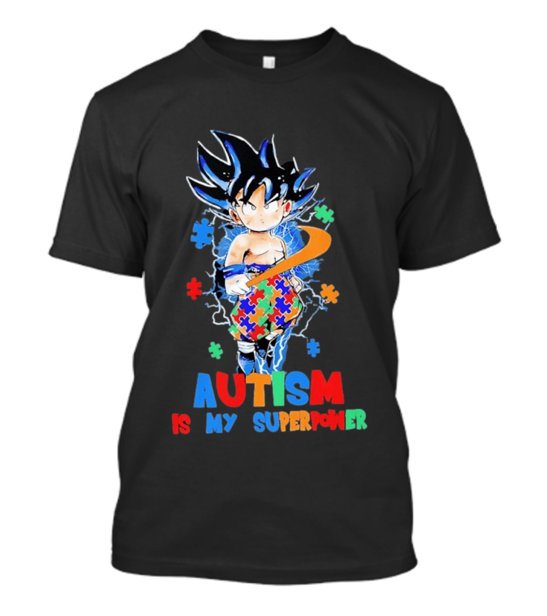 Dragon Ball Son Goku Autism Is My Superpower Puzzle Piece T-Shirt
