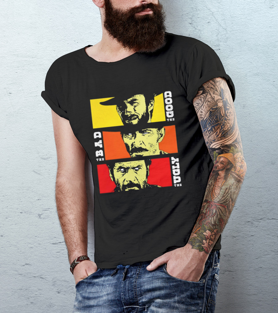The Good The Bad The Ugly Cat Vertical Pop T-Shirt